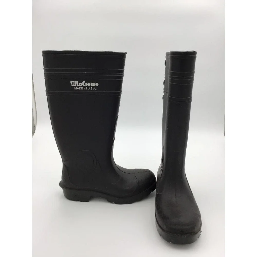 LaCrosse Black Rubber Boots Youth Size USA Tall Waterproof Workwear Barn Boots
